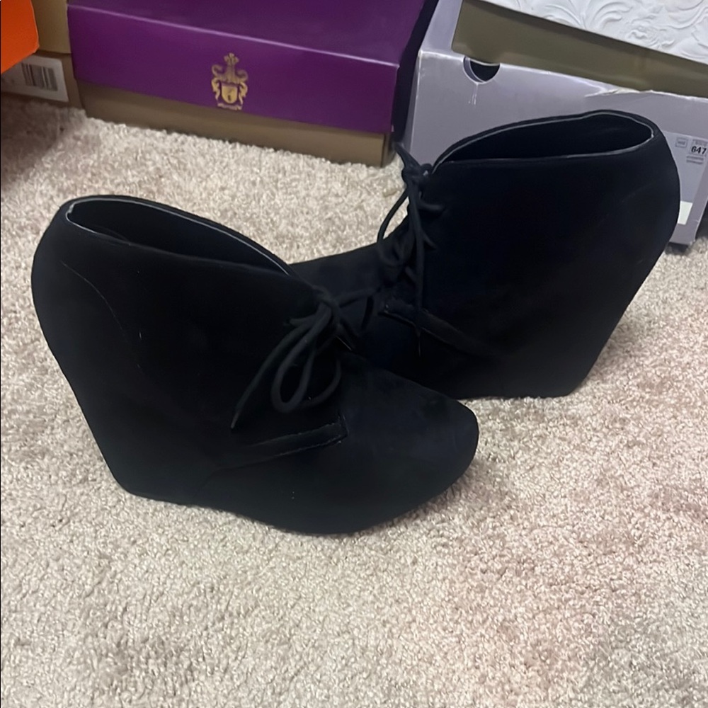 Black Wedge Ankle Boots